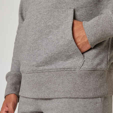 Men's Fitness Hoodie 500 Essentials - Grey