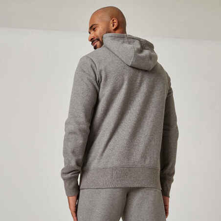 Men's Fitness Hoodie 500 Essentials - Grey