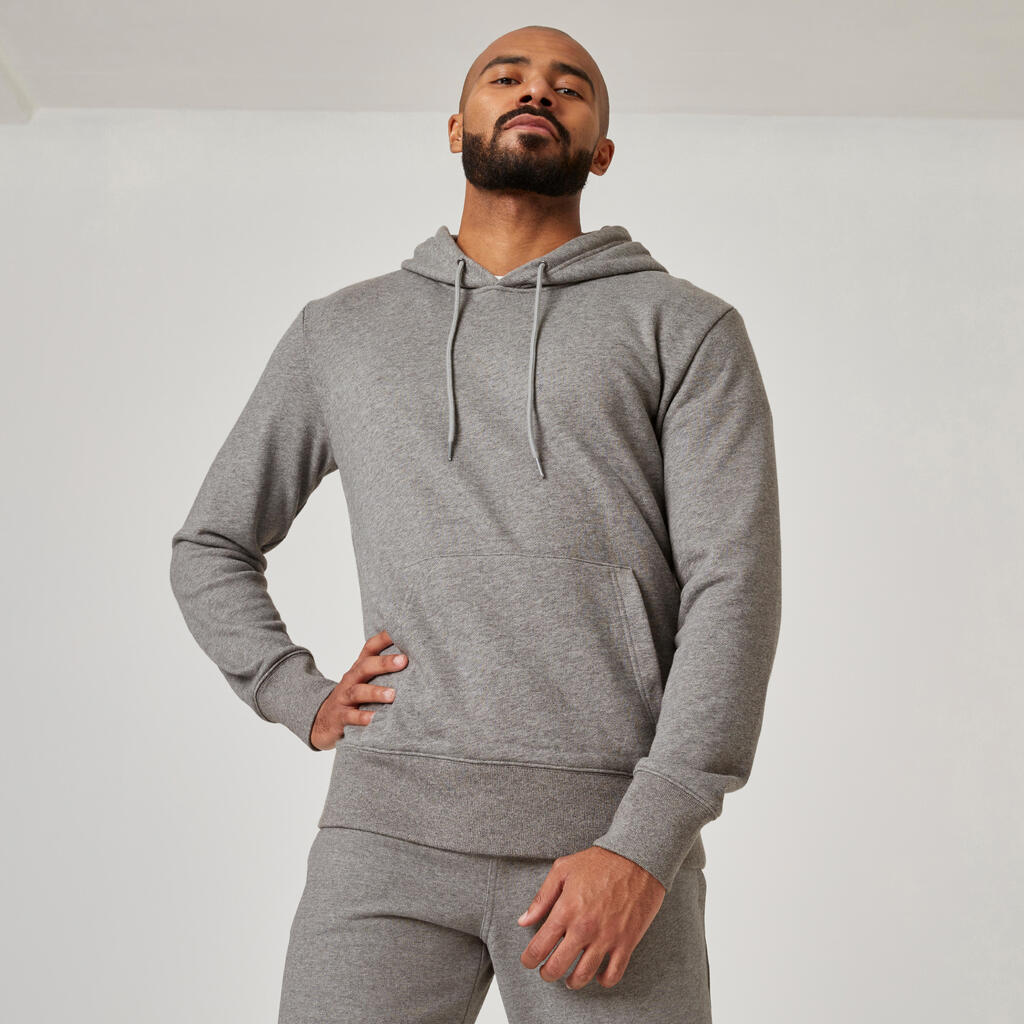 Sweat à capuche Fitness Homme - 500 Essentials Noisette