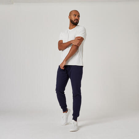 Men's Fitness Jogging Bottoms 500 - Navy Blue
