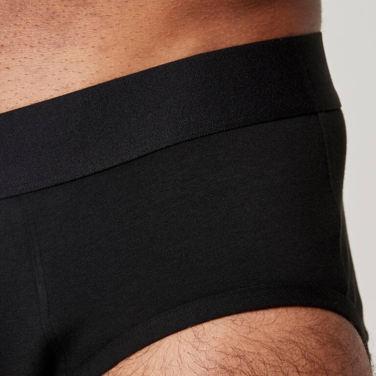 Men's Cotton-Rich Fitness Briefs 500 (2-pack) - Black/Grey