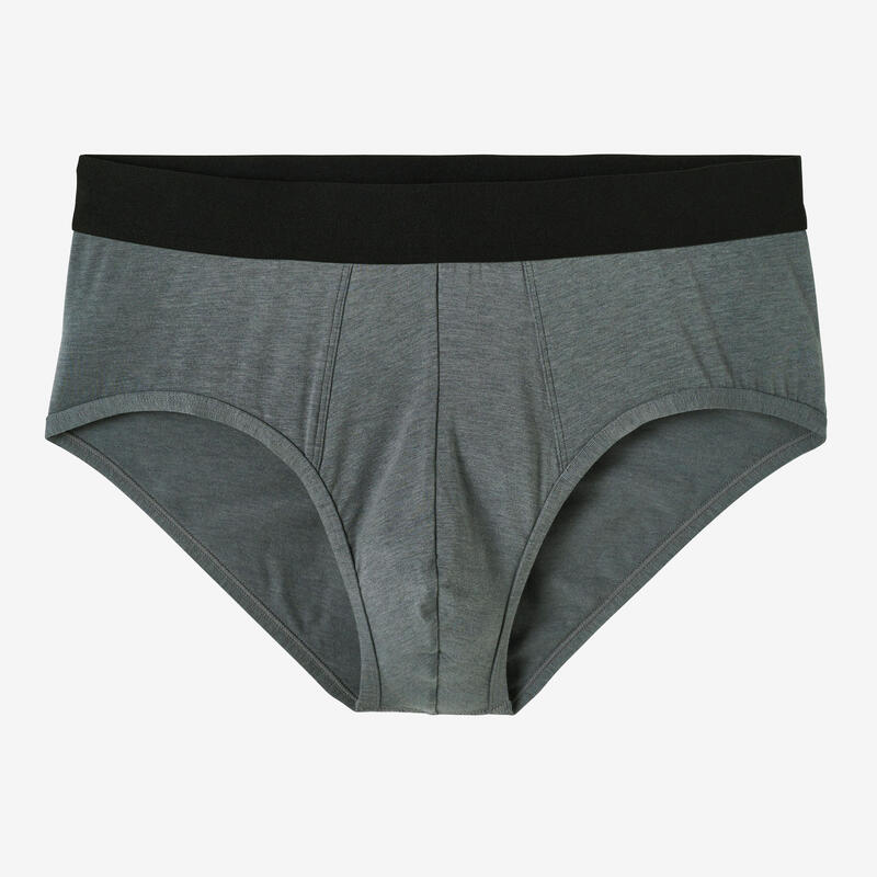 Slip uomo fitness 500 misto cotone nero-grigio x2