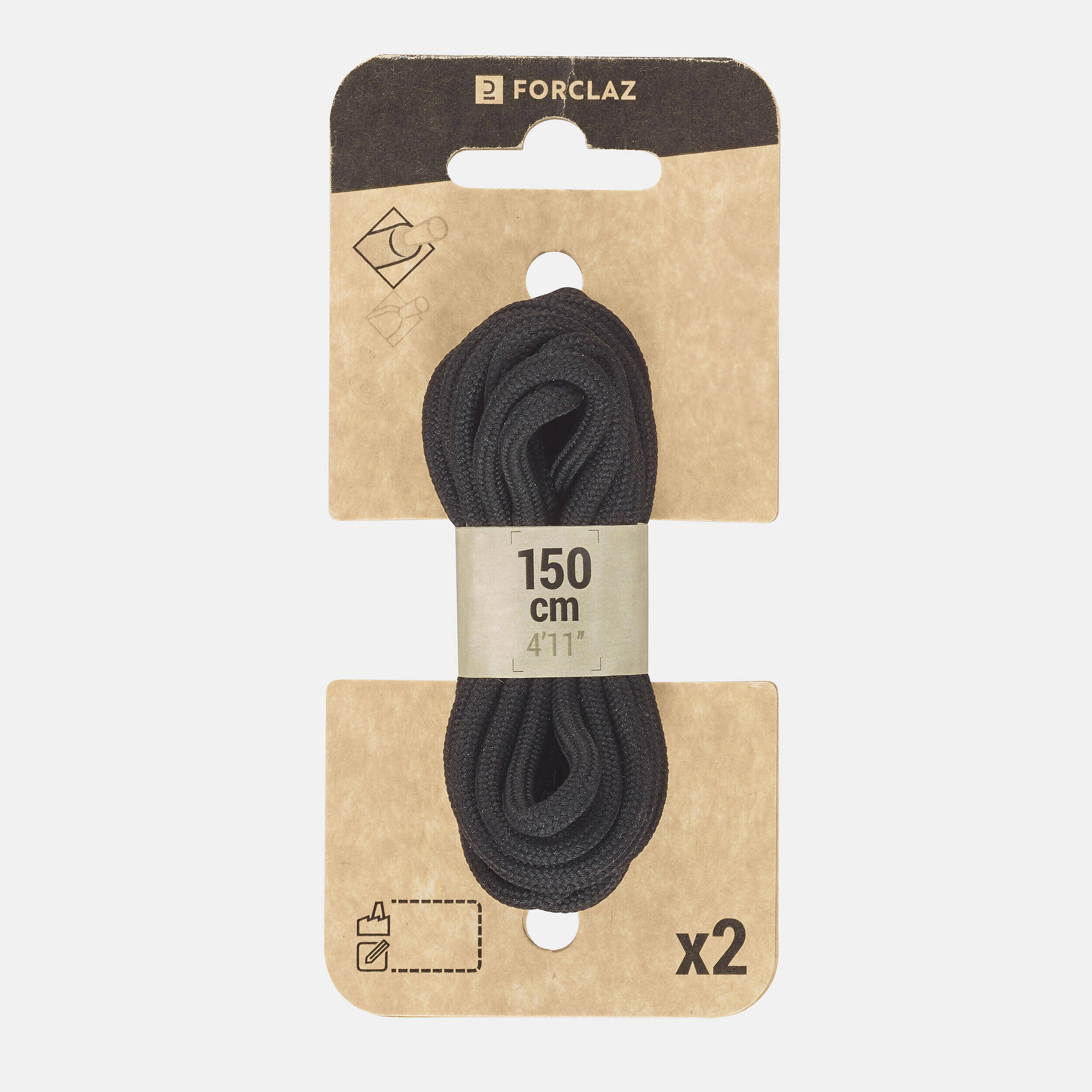 Rope Shoelace with Water-Resistance 90cm to 150cm Carbon Grey -  2