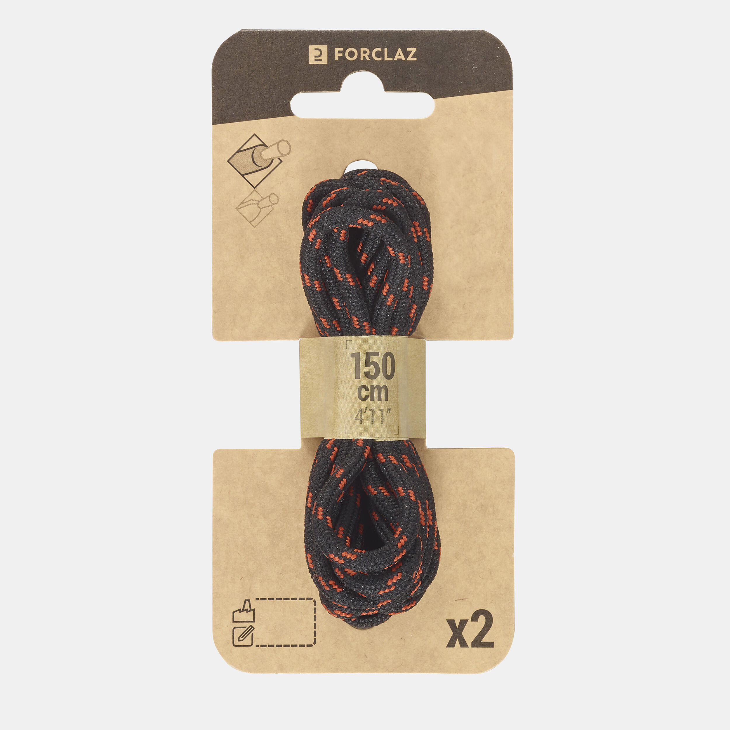 Rope Shoelace with Water-Resistance 90cm to 150cm Brown & Grey