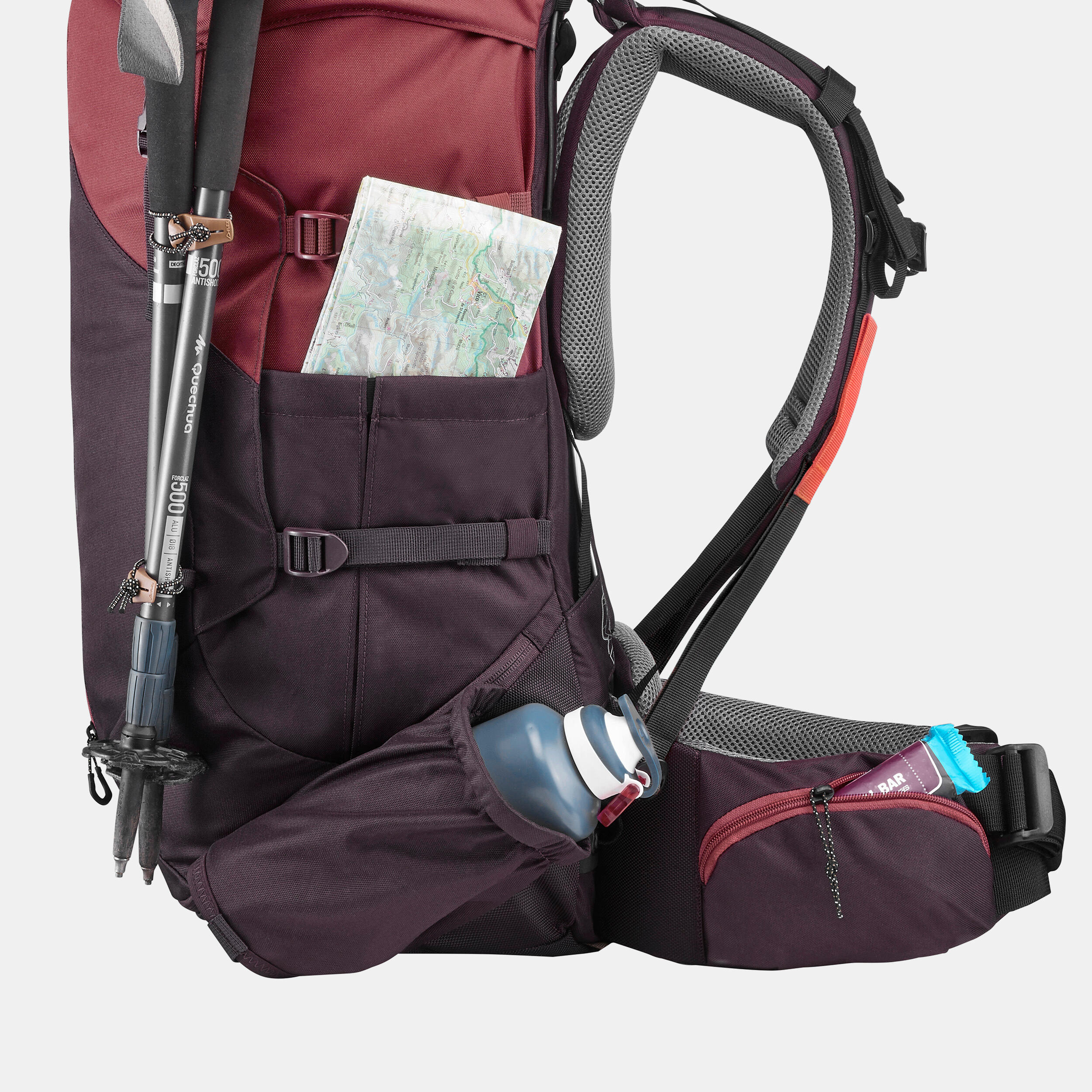 Mochila de montana y trekking 50L Mujer Forclaz MT100 Easyfit. Funda impermeable Decathlon