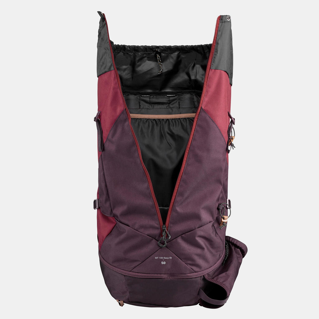 Sieviešu trekinga mugursoma “MT100 Easyfit”, 50 l ietilpība