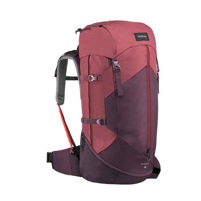 Women's 50 L Hiking Backpack - MT 100 Easyfit - Bordeaux, Deep