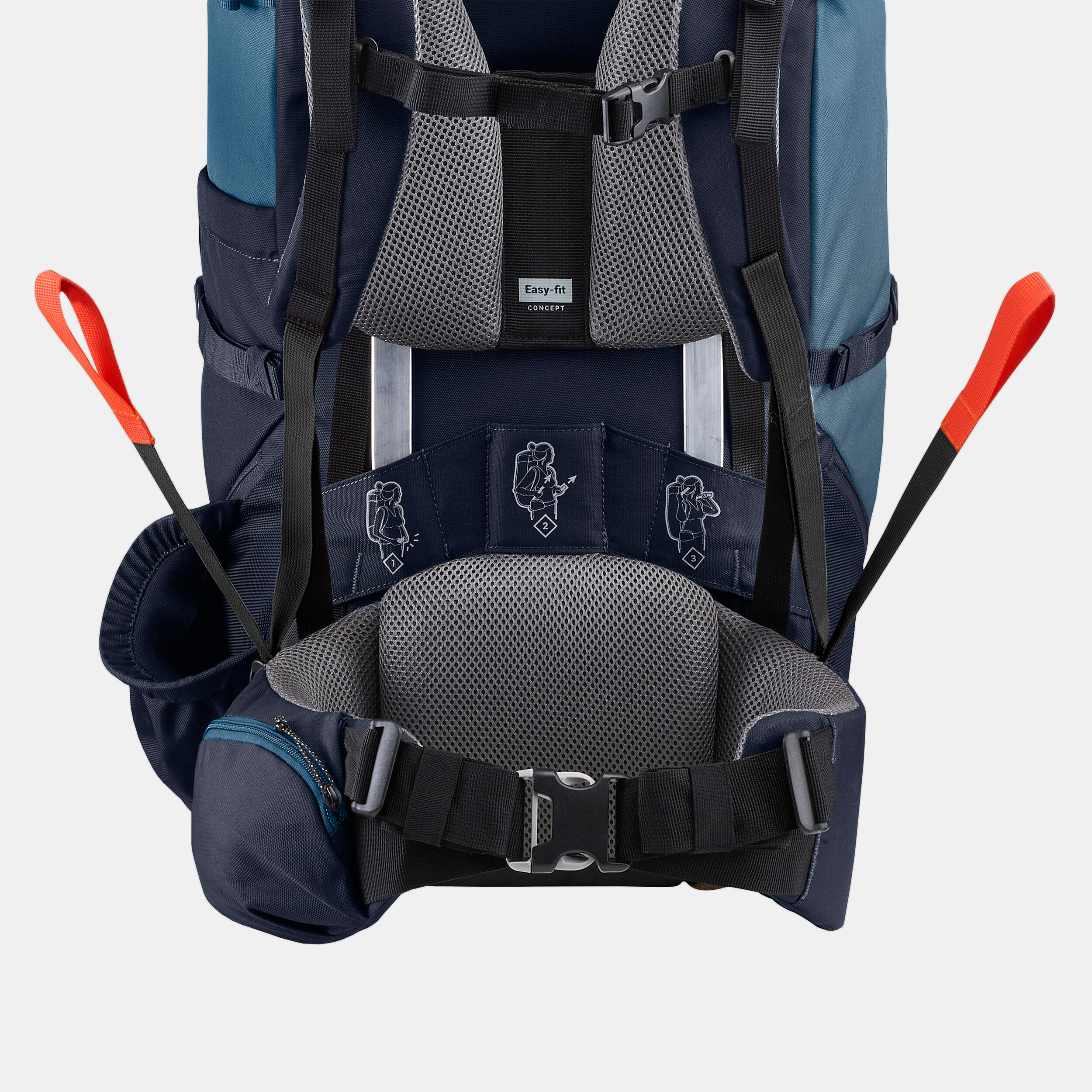 MT 100 Easyfit hiking backpack 60 L - Women - Blue-grey, Dark blue - Forclaz  - Decathlon