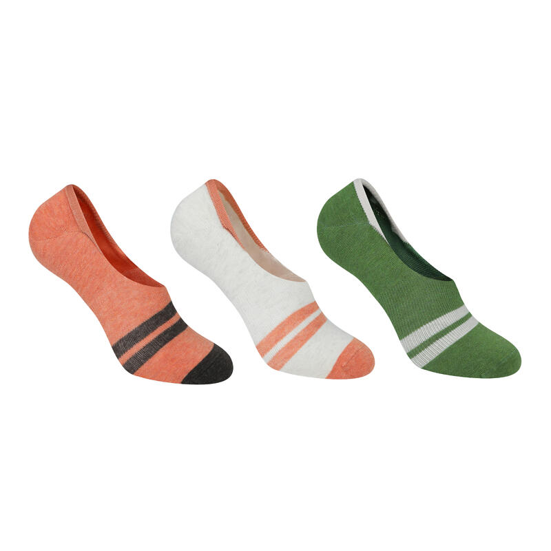 三雙入船型襪 100－橘色／綠色