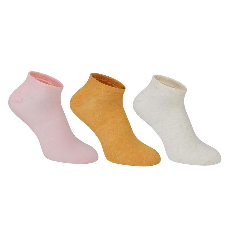 三雙入低筒襪－粉紅色／薑黃色