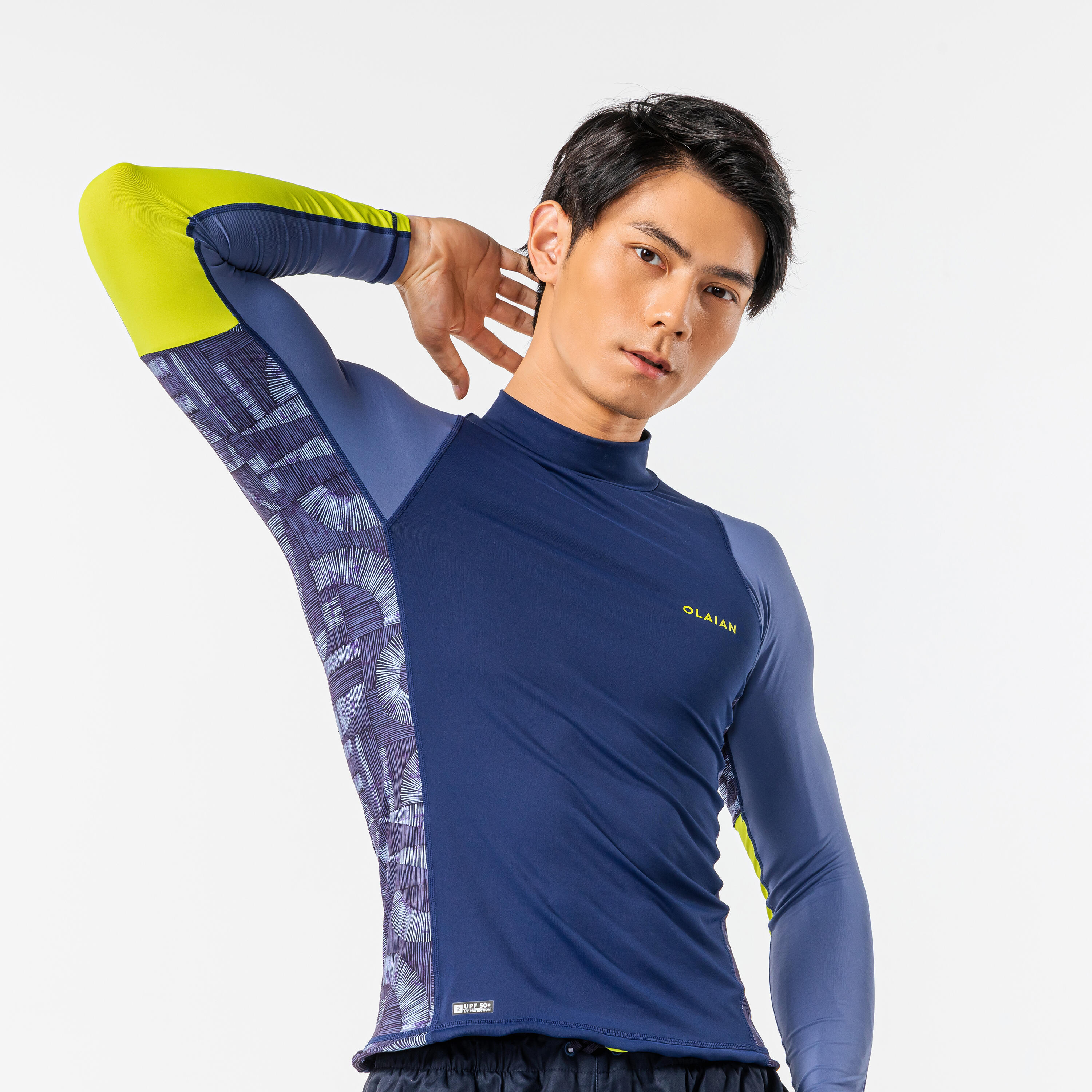 Men's Surfing Rash Guard 500 Long-sleeved - Petrol Blue