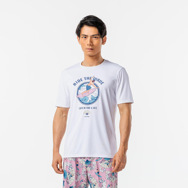男款抗UV衝浪T恤－印花藍色