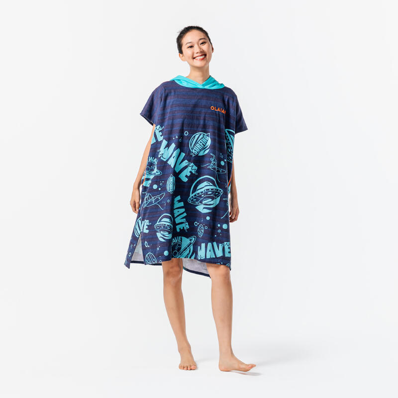 KIDS’ SURFING PONCHO 550 CN (135 to 160 cm) - Wave Turquoise