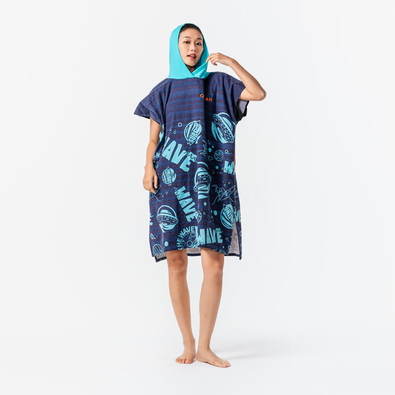 KIDS’ SURFING PONCHO 550 CN (135 to 160 cm) - Wave Turquoise