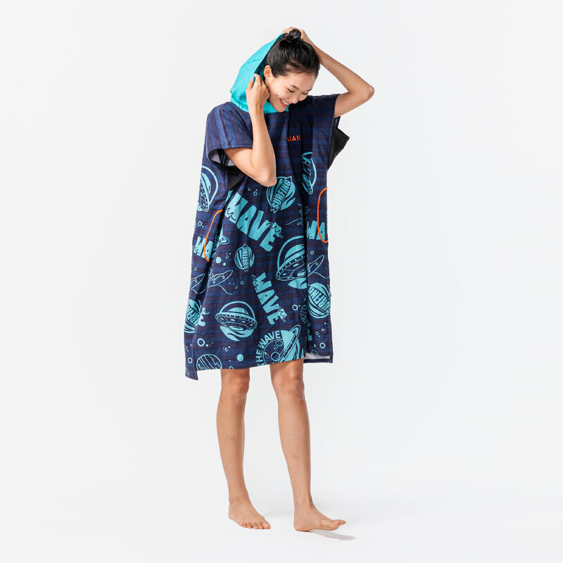 KIDS’ SURFING PONCHO 550 CN (135 to 160 cm) - Wave Turquoise