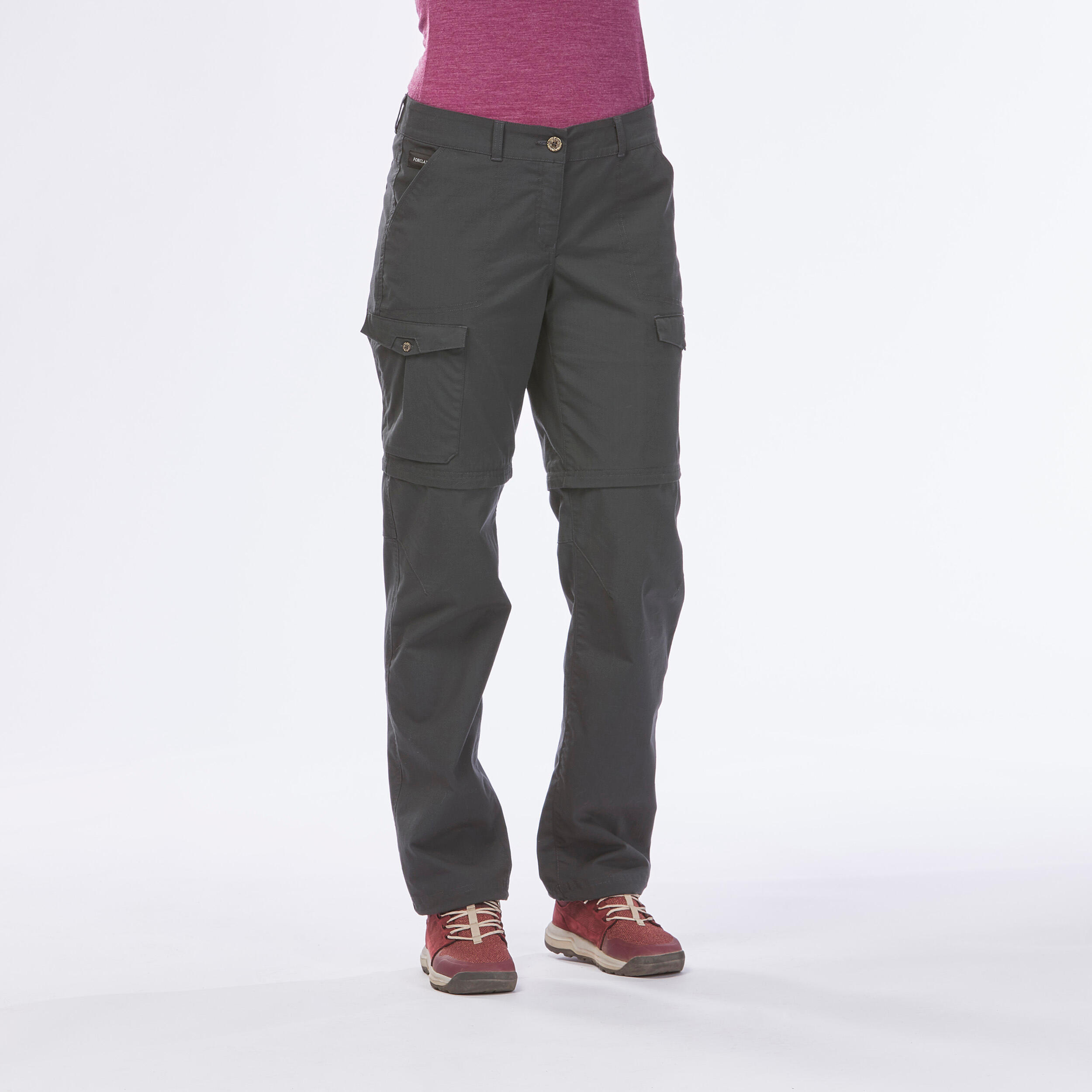 FORCLAZ Pantalón desmontable montaña y trekking algodón Mujer Forclaz Travel 100