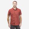 Men Checked Half Sleeve Cotton Shirt Orange - Travel 100
