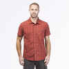 Men’s short-sleeved plan travel trekking shirt TRAVEL 100 red