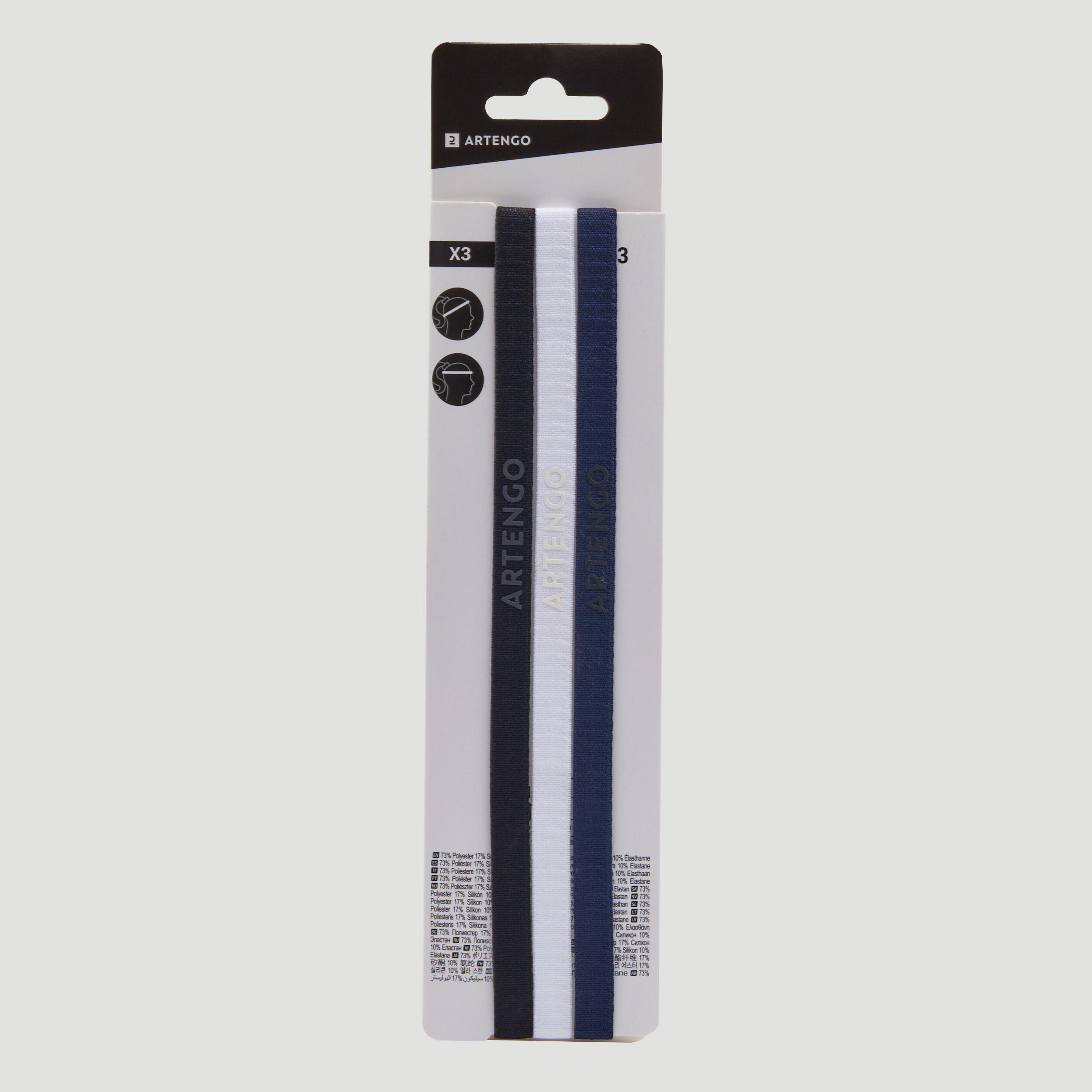 ELASTISCHE HAARELASTIEKEN VOOR TENNIS
ZWART WIT MARINEBLAUW 3 STUKS 6/6