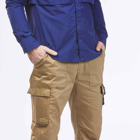 Ανδρικό παντελόνι για πεζοπορία στην έρημο με προστασία UV DESERT 900 - Καφέ