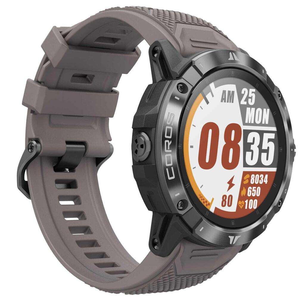 Bėgimo nuotykių išmanusis GPS laikrodis su širdies dažnio matuokliu „Coros Vertix 2“, pilkas