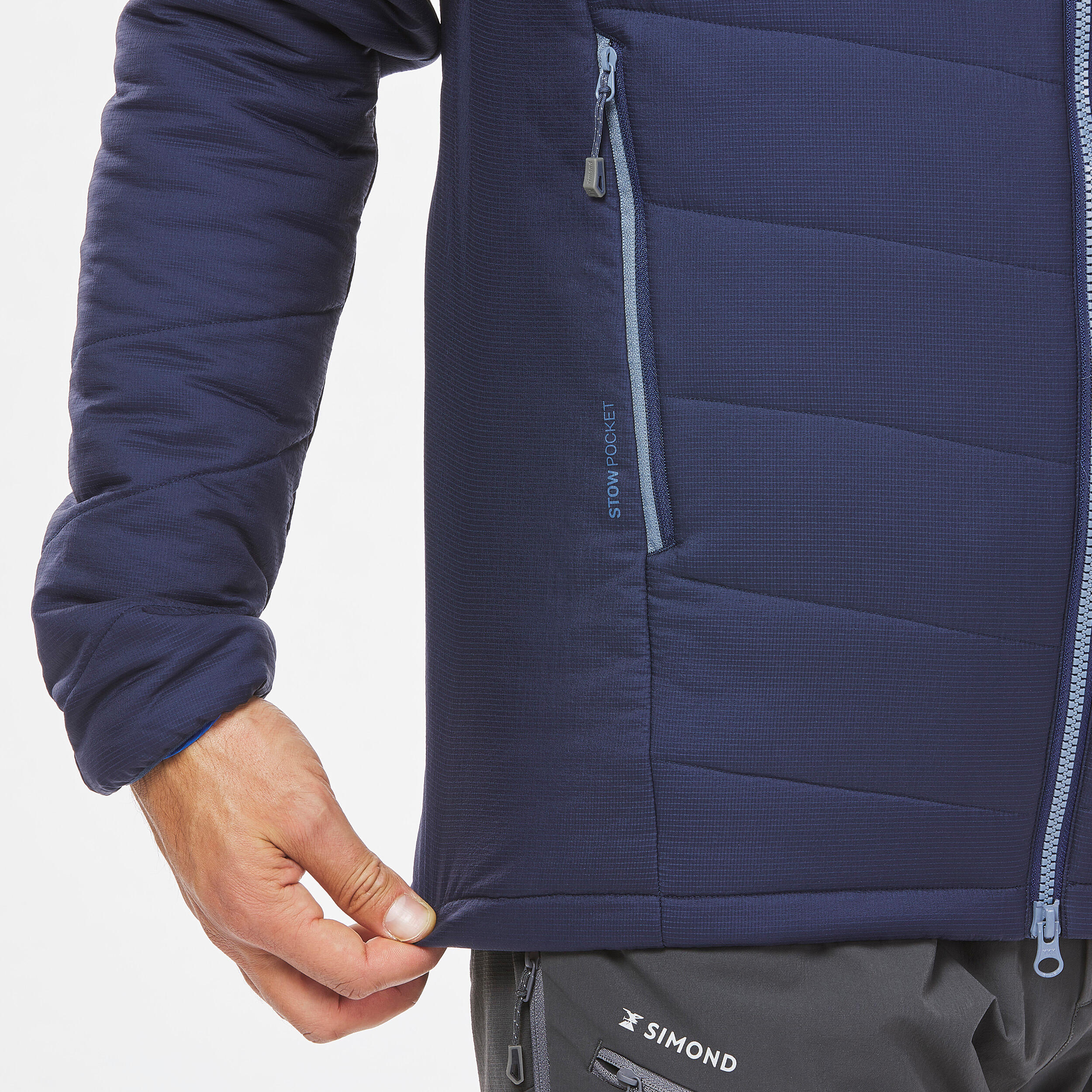 Men’s compressible padded mountaineering jacket, navy 10/12