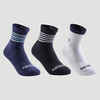 Tennissocken RS 500 High Kinder 3er-Pack weiss/marineblau