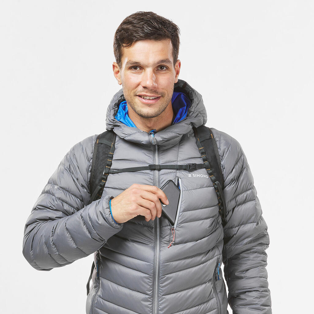 Doudoune en duvet d'alpinisme homme - ALPINISM LIGHT Grise