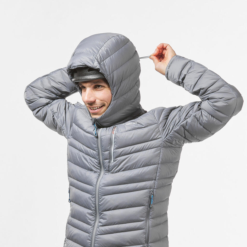 Doudoune en duvet d'alpinisme homme - ALPINISM LIGHT Grise