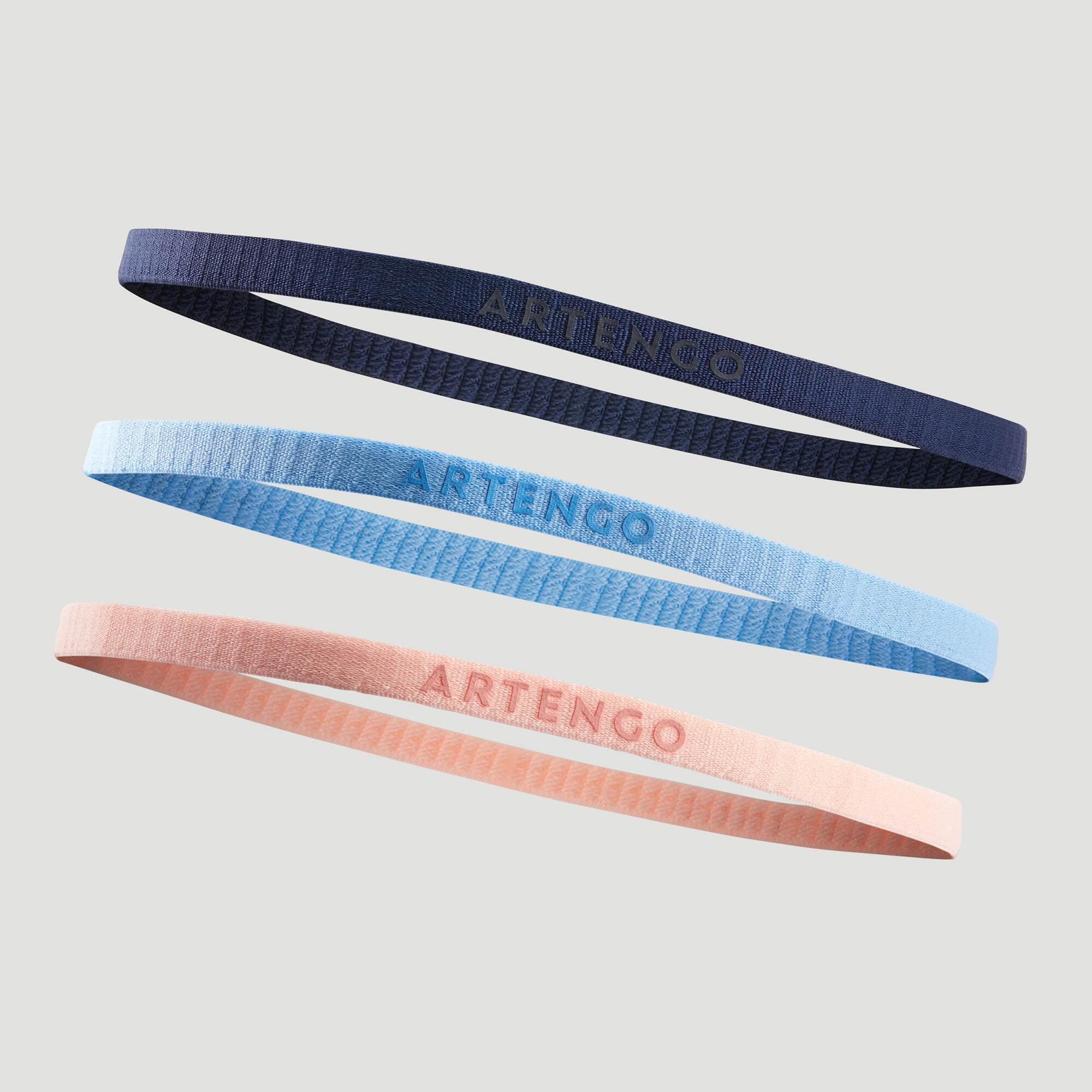 ARTENGO Elastic Hair Band Tri-Pack - Navy / Sky Blue / Coral