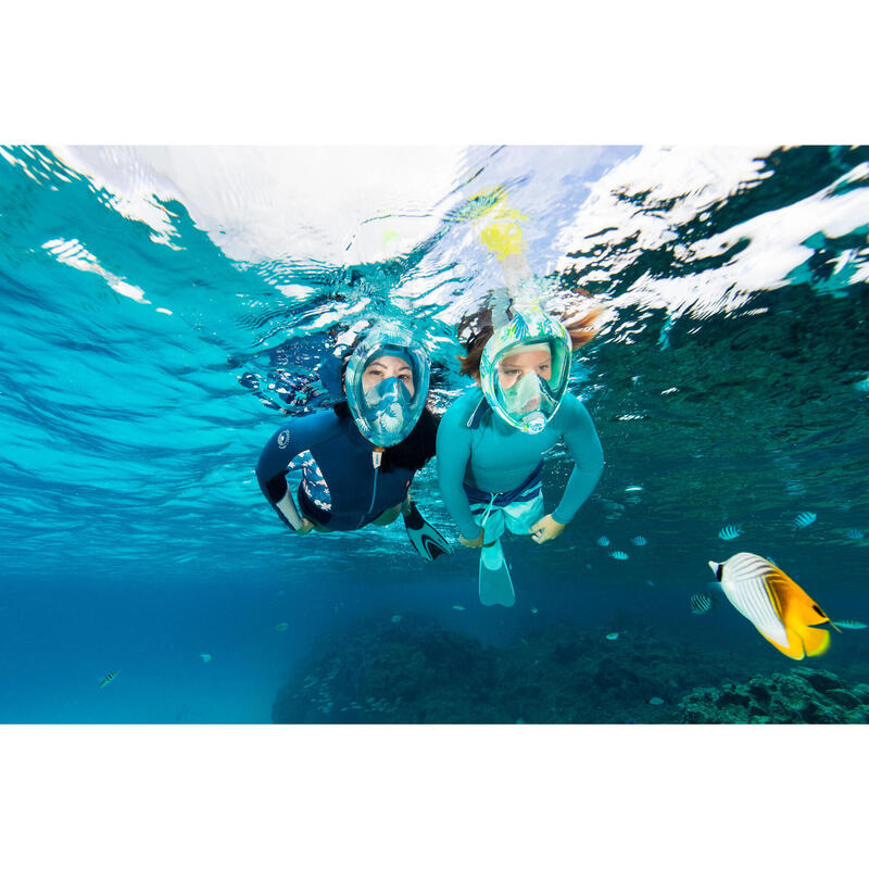Maschera snorkeling adulto EASYBREATH 540 FREETALK JUNGLE superficie acustica 