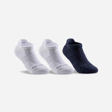 Kids' Low Cotton Socks RS 500 Tri-Pack - Black/Black/Grey