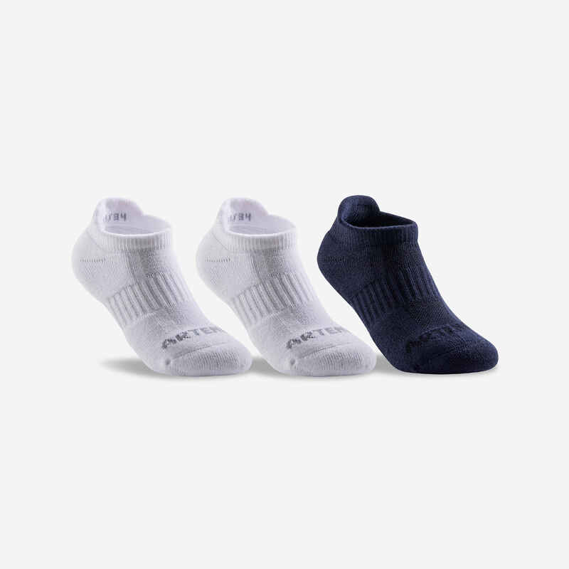 Kids' Low Cotton Socks RS 500 Tri-Pack - Black/Black/Grey - Decathlon