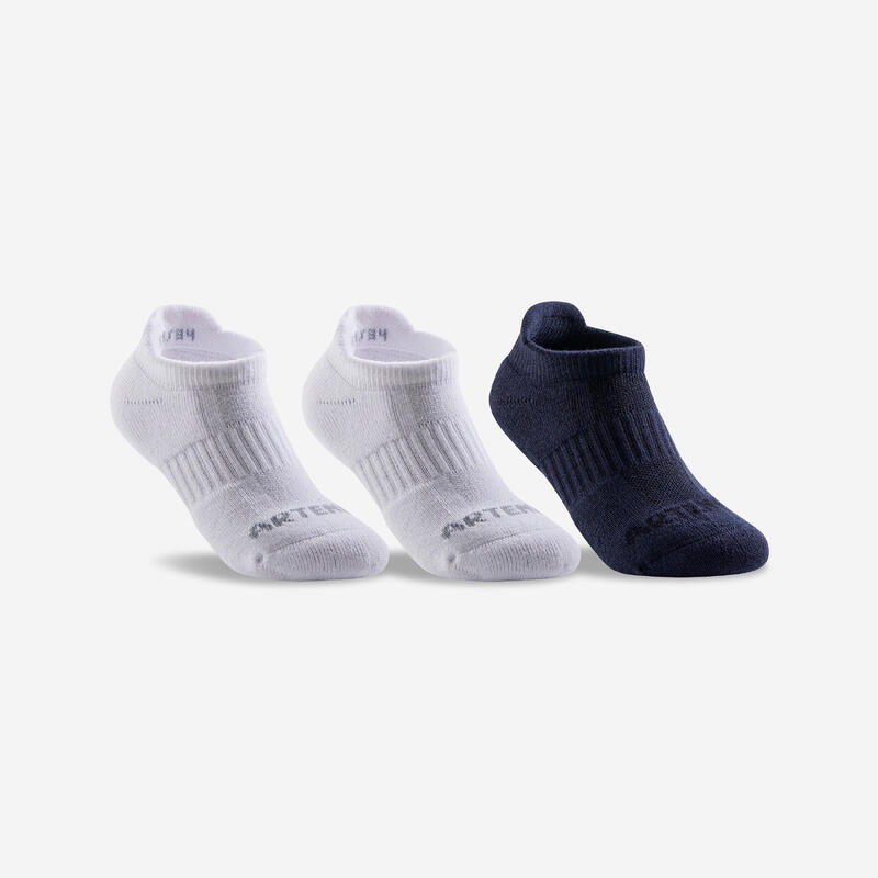 Dětské tenisové nízké ponožky RS 500 3 páry bílé, černé