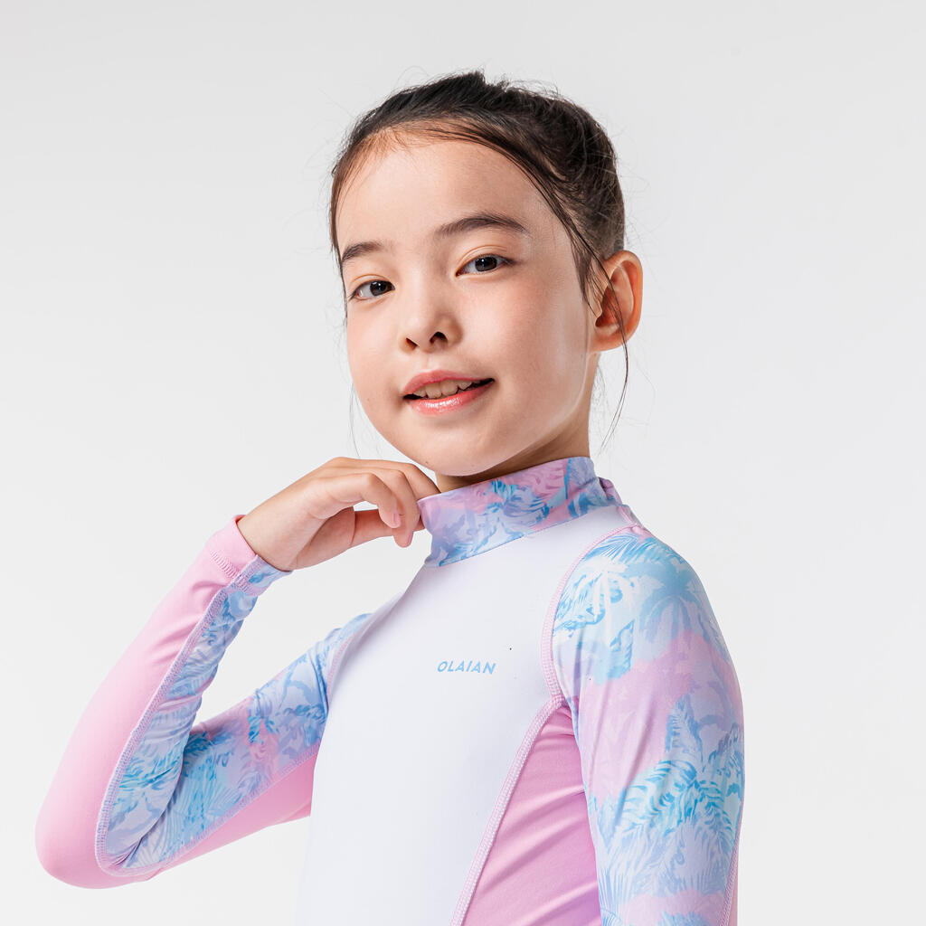 Surfing girl UV protection 500L palm blue