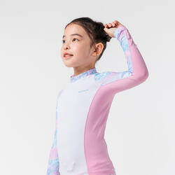 Girl's surfing UV protective top 500L palm blue