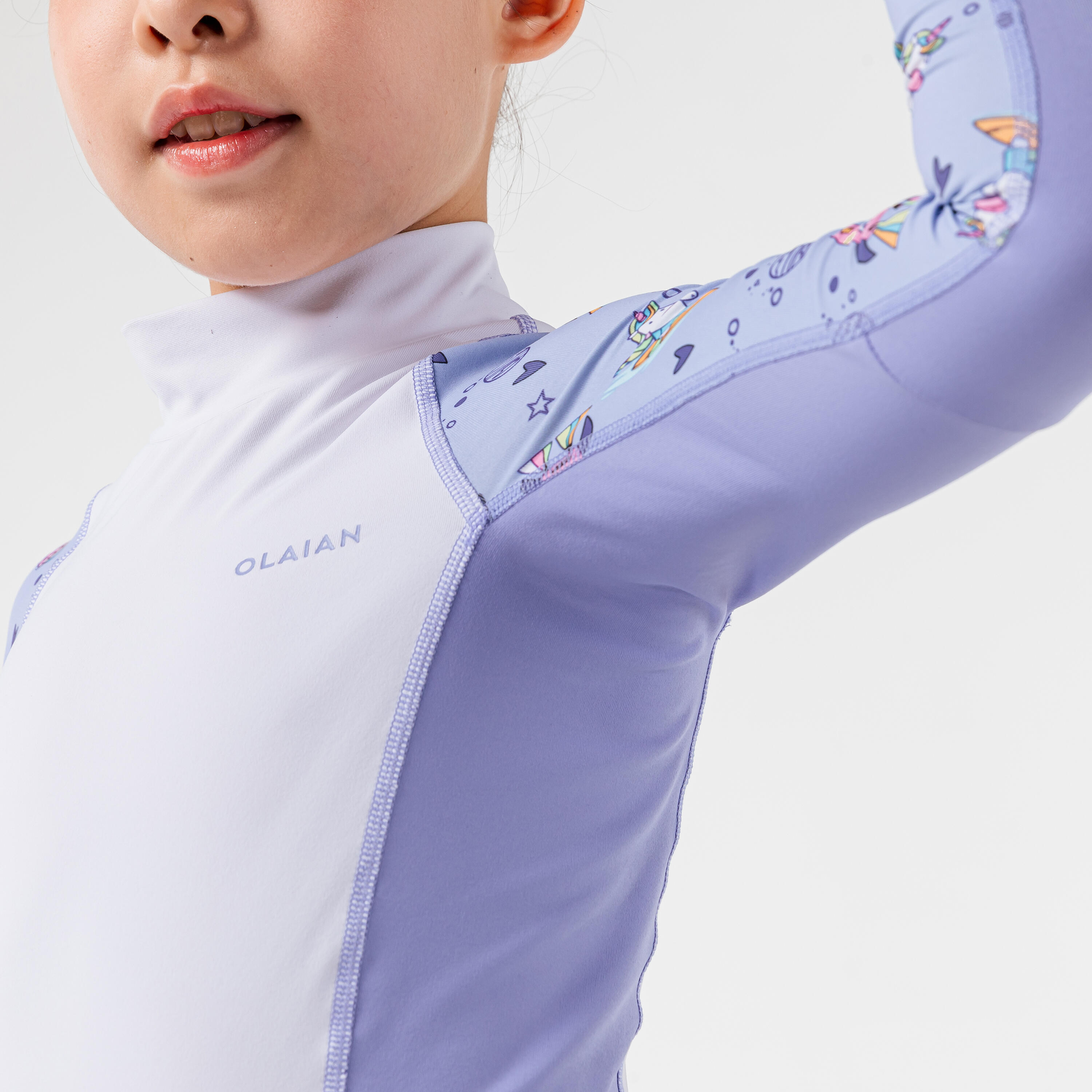 Girl’s surfing UV protective top 500L unicorn 4/9