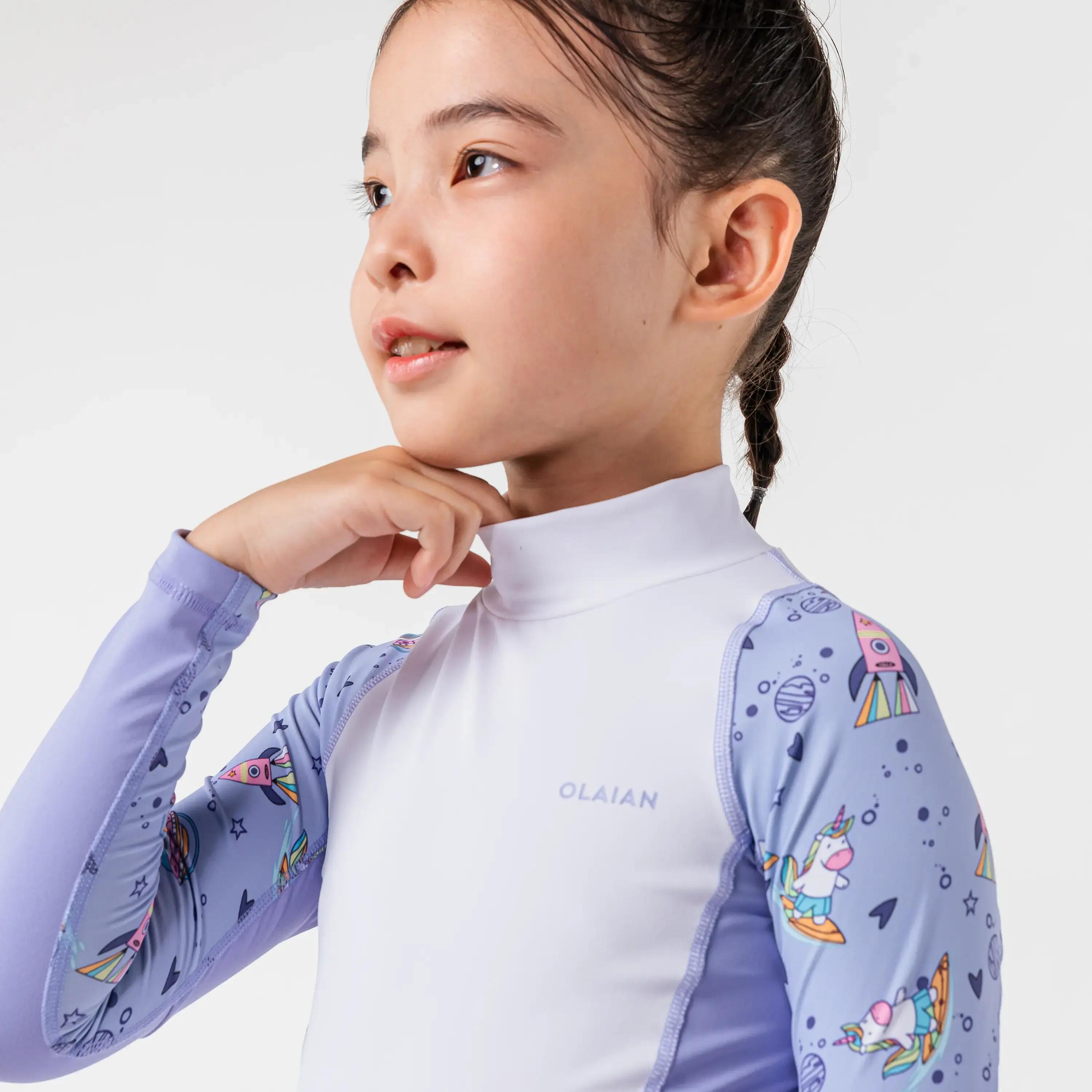 Girl’s surfing UV protective top 500L unicorn 5/9