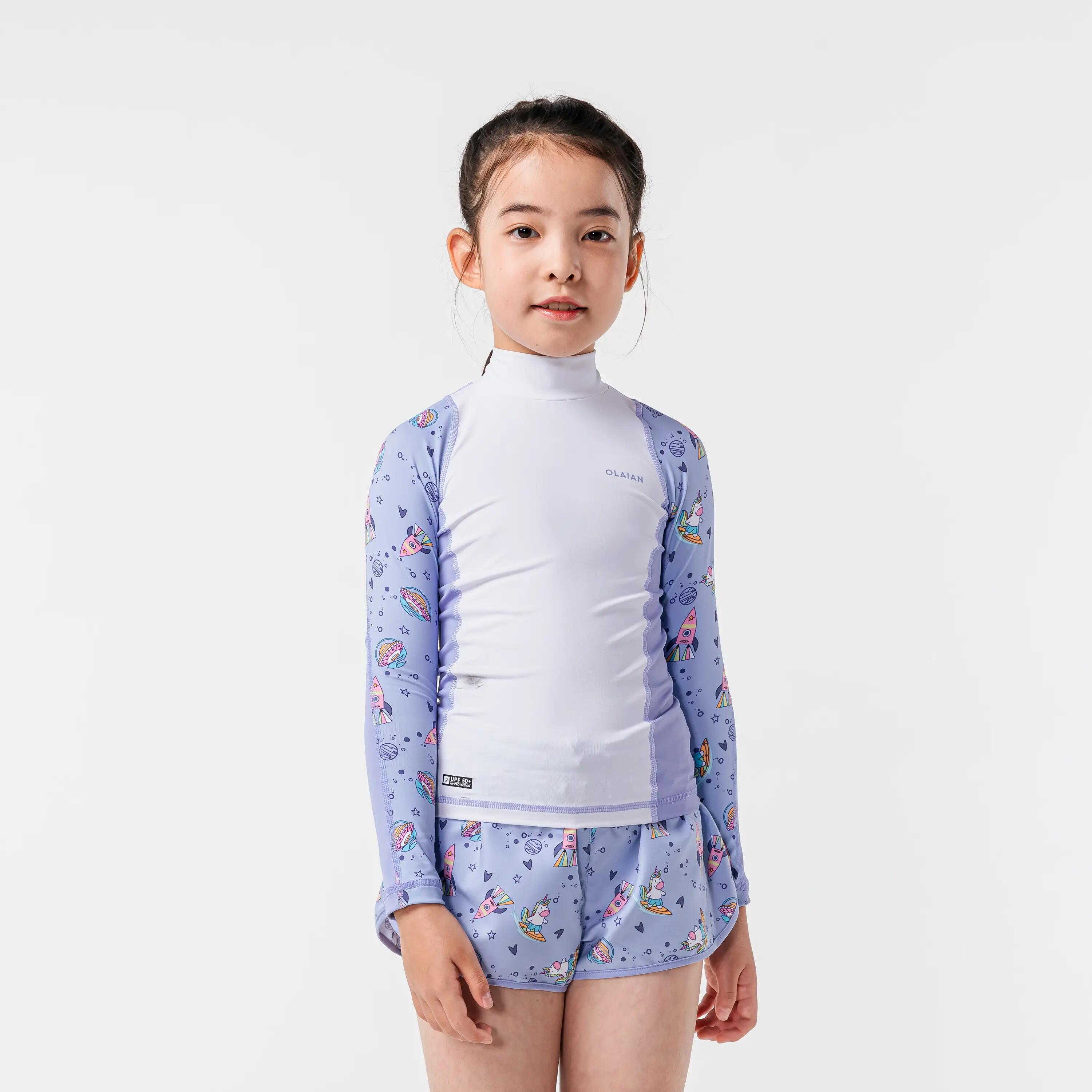 Girl’s surfing UV protective top 500L unicorn 8/9