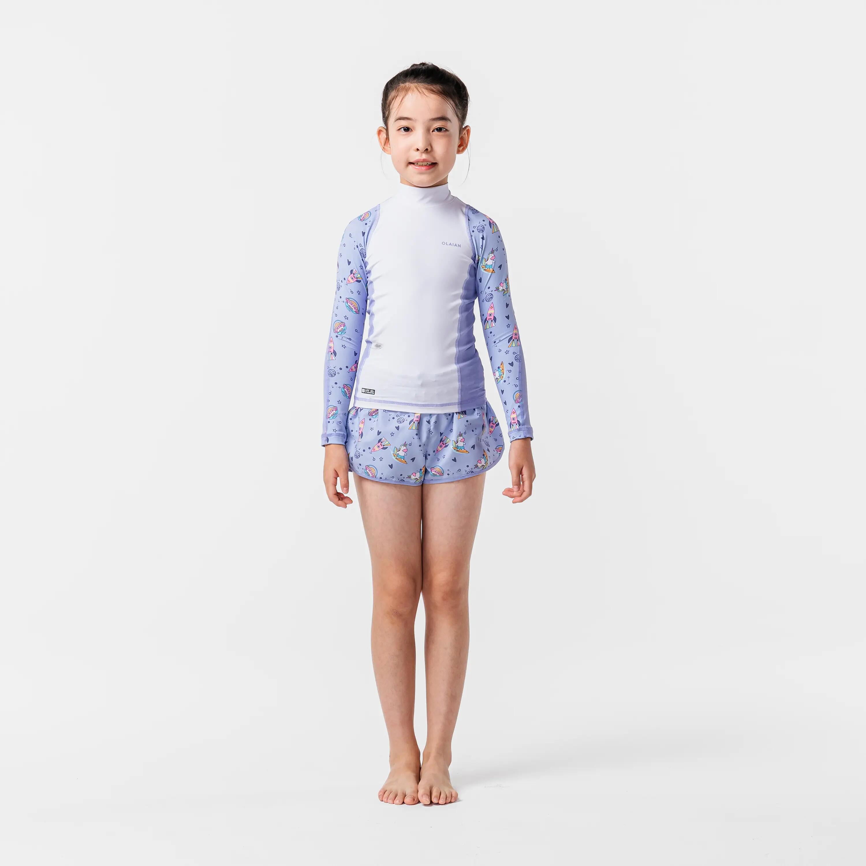 Girl’s surfing UV protective top 500L unicorn 7/9