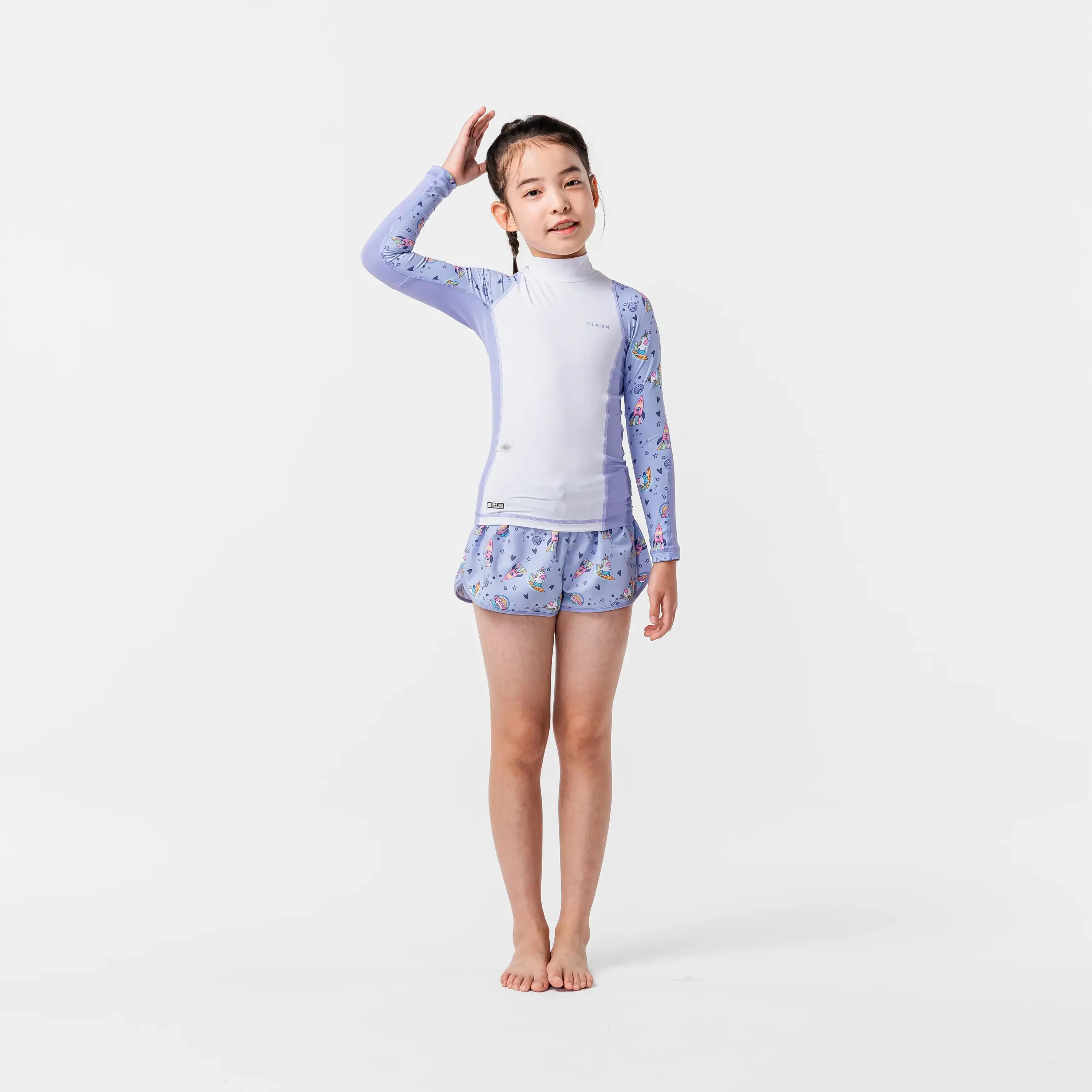 Girl’s surfing UV protective top 500L unicorn 6/9