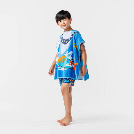 Surfing junior poncho shark blue