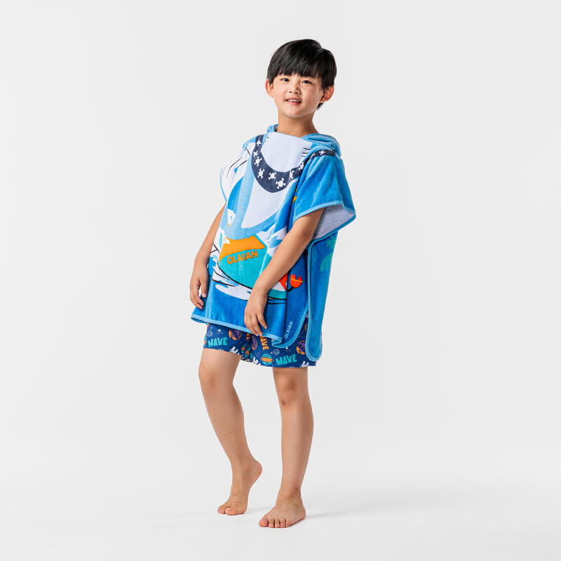 Surfing junior poncho shark blue