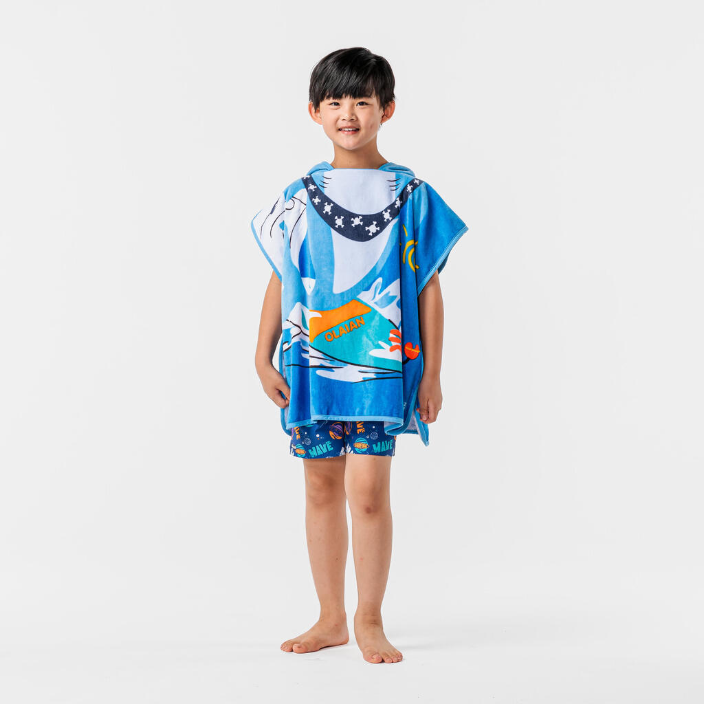 Surfing junior poncho shark blue