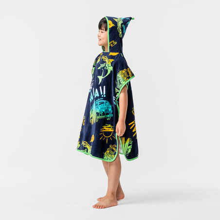 Kids' Surf Poncho 110 to 135 cm - 500 Vanlife Blue