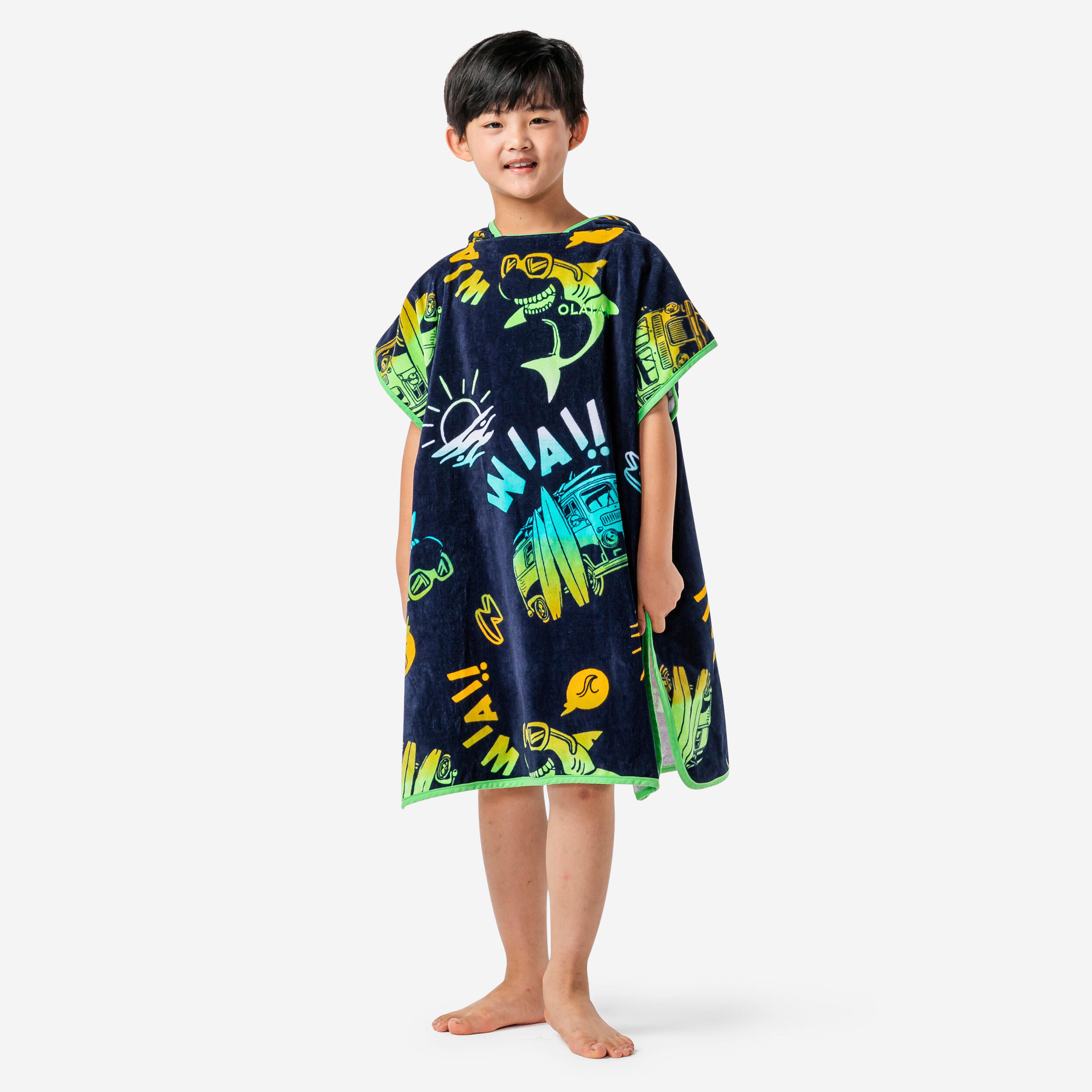 Poncho surf criança de 110 a 135 cm - 500 vanlife azul