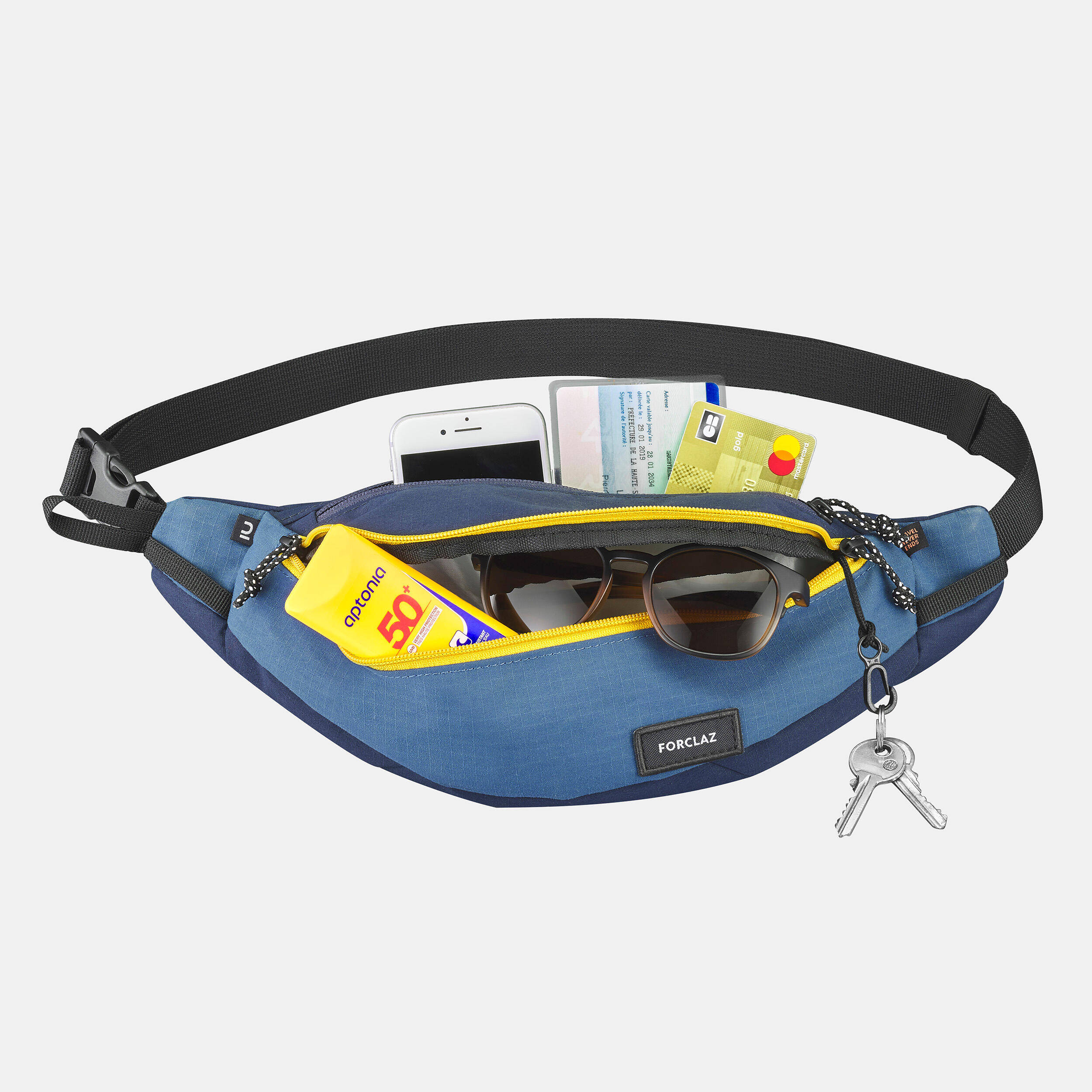 Travel Waist Bag, Multiple Compartment, 2L Capacity - Blue -  5