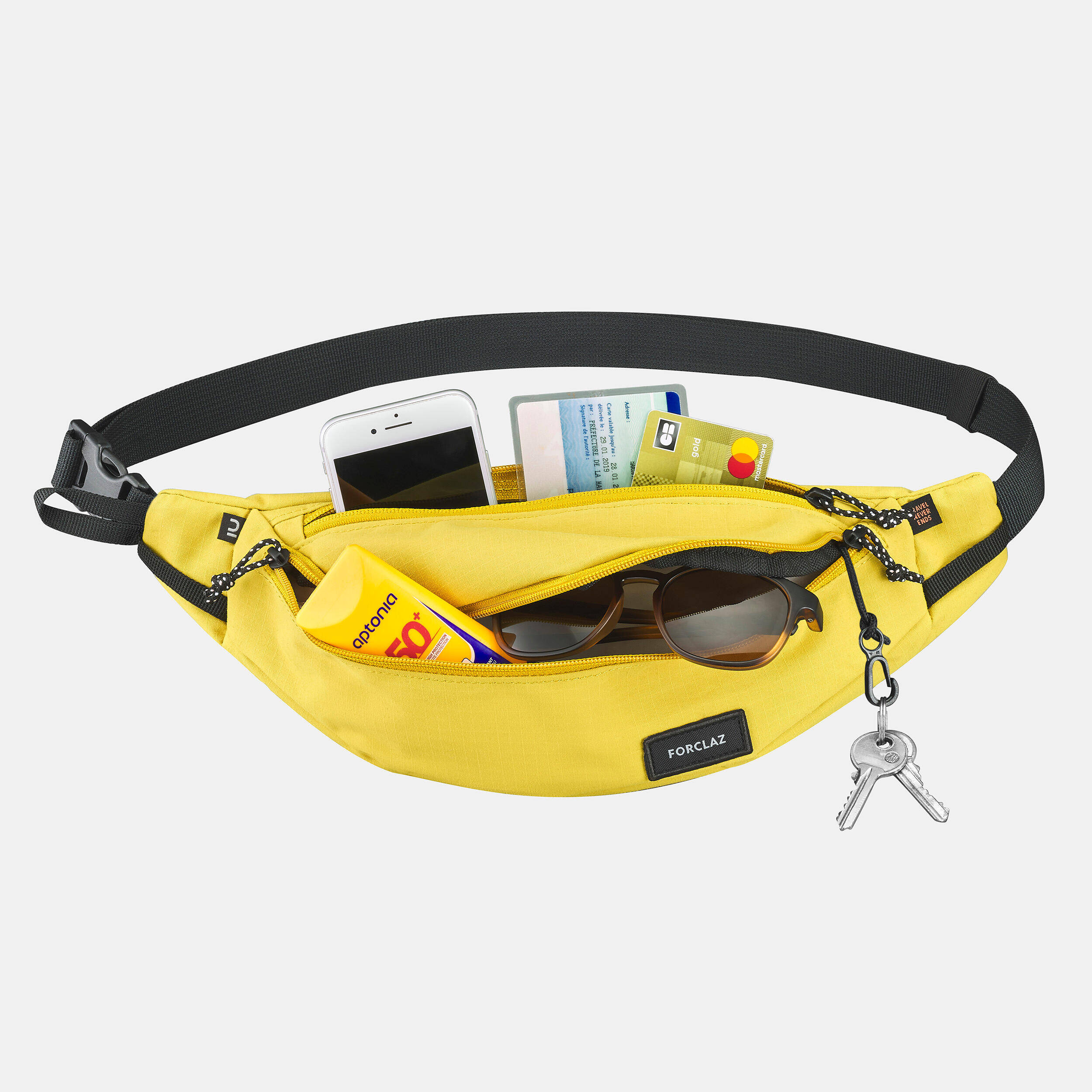 Travel Waist Bag, Multiple Compartment, 2L Capacity - Yellow -  3
