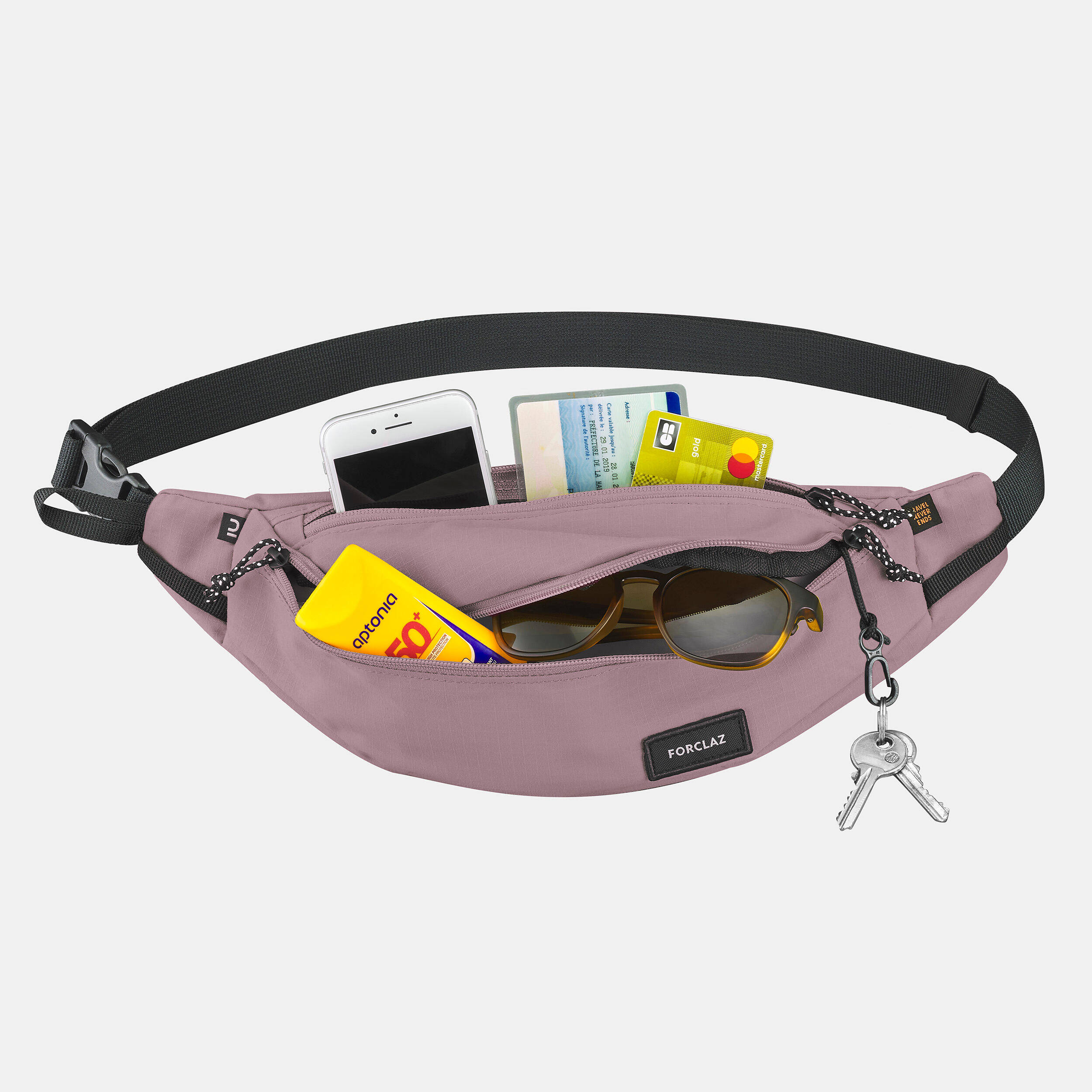 Travel Waist Bag, Multiple Compartment, 2L Capacity - Lilac -  5