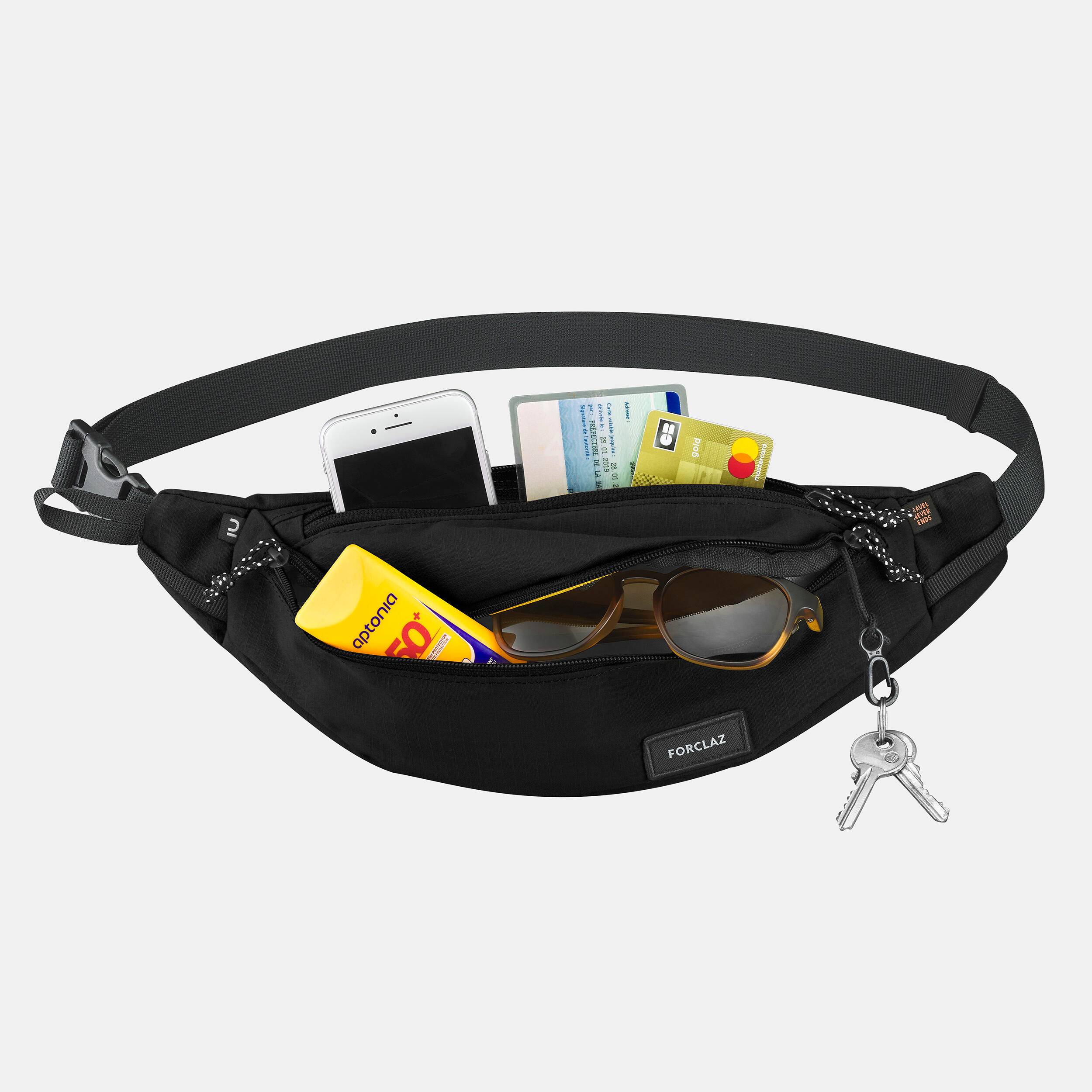 Belt Bag Travel 2L - Black - One Size By FORCLAZ | Decathlon